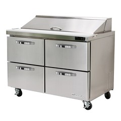 Blue Air BLPT48-D4-HC 48″ Two Section Sandwich Prep Table, 4 Drawers, 13.1 cu…