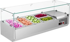 ROVSUN 47″ Condiment Refrigerated Countertop Salad Prep Station w/ Glass Shield