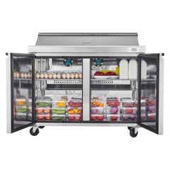 48″ Commercial Refrigerated Sandwich Prep Salad Worktable Double Door w/12 Pans