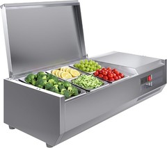 130W Countertop Refrigerated Condiment Prep Station 35-46F Digital Auto Defrost