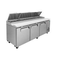 93” Refrigerated Pizza Prep Table 3 Door Commercial Stainless Steel 31 cu.ft.