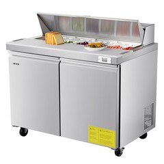 VEVOR Commercial Refrigerated Sandwich PrepWorktable Stainless Steel Double Door