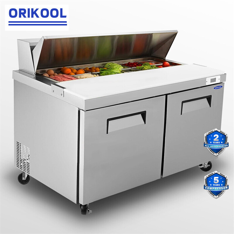60″ Commercial Refrigerators Sandwich & Salad Prep Table Mega Top With 16 Pans