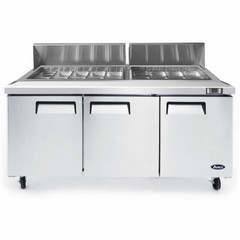 NEW 3 Door 73″ Refrigerated Prep Table Stainless Steel NSF Atosa MSF8304GR #2227