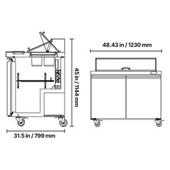 48″ Commercial Refrigerated Sandwich Prep Salad Worktable Double Door w/12 Pans