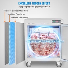 VEVOR 28″ Commercial Frozen Refrigerator Sandwich & Salad Prep Table 7.4 Cu. Ft
