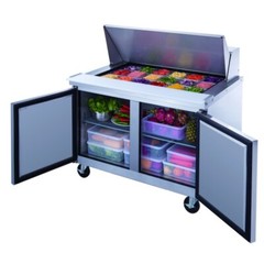 DUKERS DSP48-18M-S2, 2-Door 48″MEGA SAND PREP 18 OF 1/6 PANS ON TOP REFRIGERATOR
