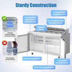 Salad Sandwich Prep Table 48” Commercial Counter 2 Door 12 Pans Stainless Steel