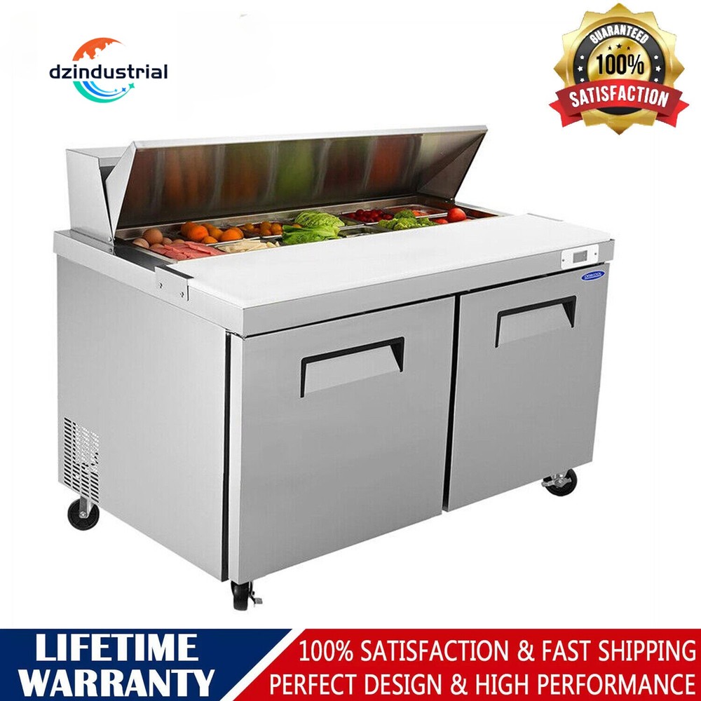 60″ Commercial Refrigerators Sandwich & Salad Prep Table Mega Top With 16 Pans