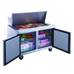 DUKERS DSP48-18M-S2, 2-Door 48″MEGA SAND PREP 18 OF 1/6 PANS ON TOP REFRIGERATOR