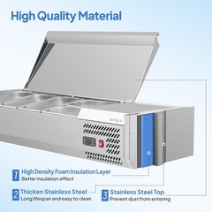 47″ Refrigerated Condiment Prep Station 3 * 1/3 Pan & 2 * 1/4 Pan for Restaurant