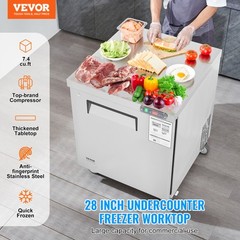 VEVOR 28″ Commercial Frozen Refrigerator Sandwich & Salad Prep Table 7.4 Cu. Ft