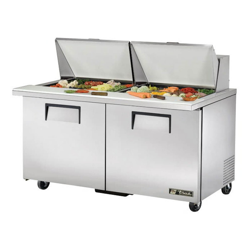 True TSSU-60-24M-B-ST-HC 60″ Two Section Mega Top Sandwich Prep Table, 24 Pan