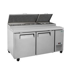 69” Commercial Refrigerated Pizza Prep Table 2 Door Stainless Steel 20.8 cu.ft.
