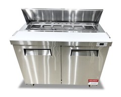 Sandwich Prep Unit 48″ Table Salad Refrigerator Prep Top 2 Door 12 Pan