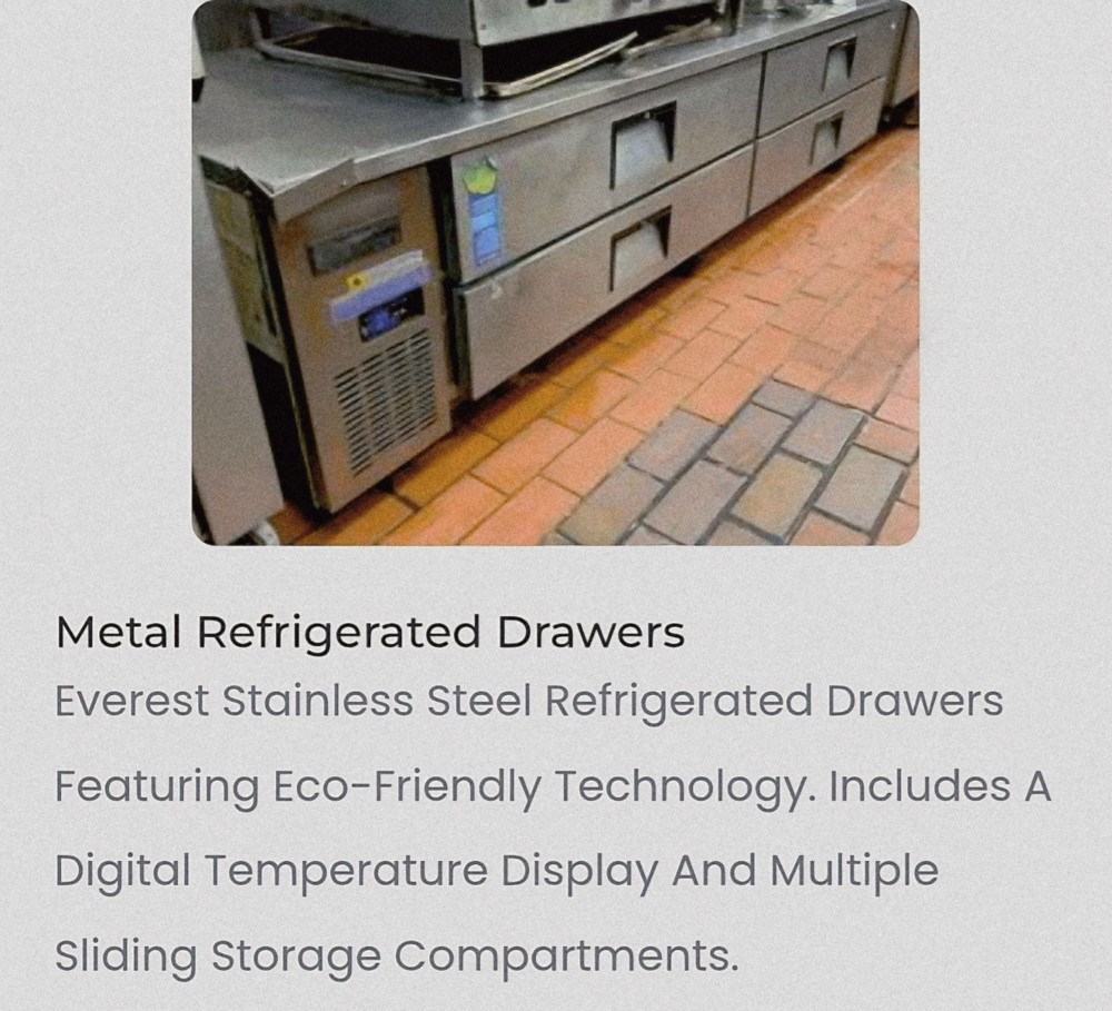 Everest 95″ Chef Base 4 Drawer (12 Hotel pan) Refrigeration