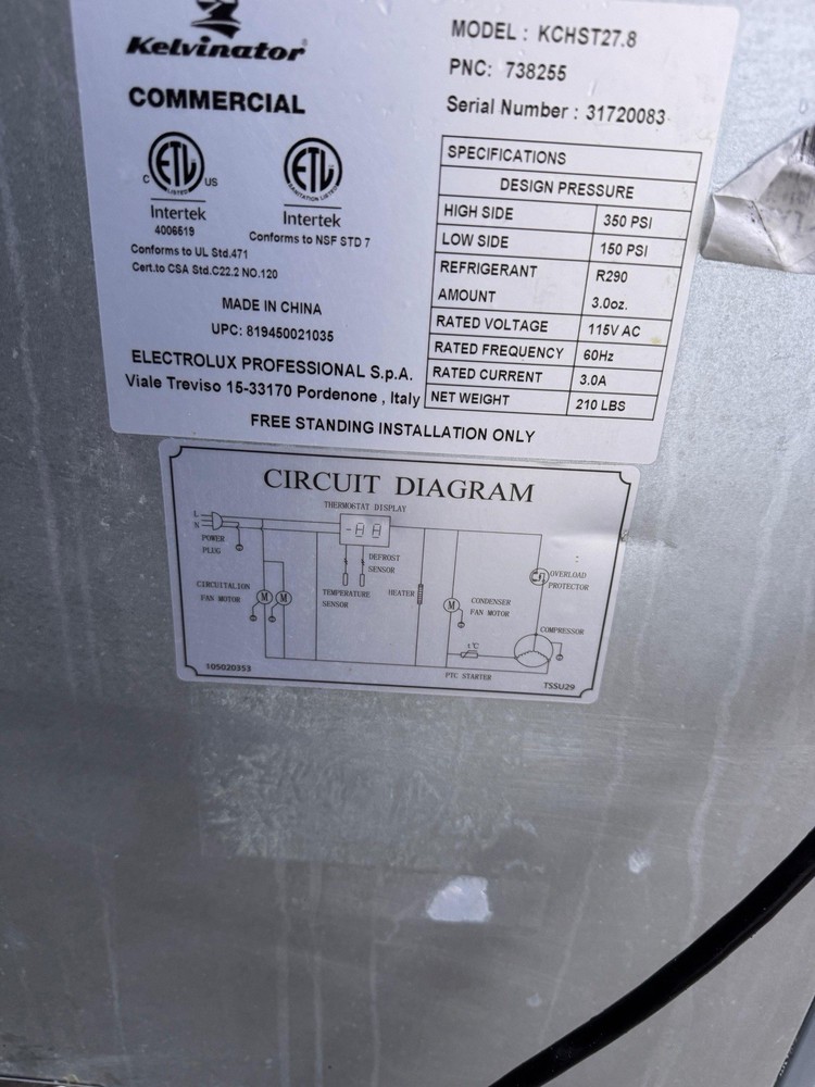 Kelvinator KCHST27.8 Commercial Refrigerated Prep Table Cutting Top 1 Door 210 …