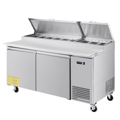 Uimoso Stainless Steel Double-Door Refrigerated Prep Table for Pizza