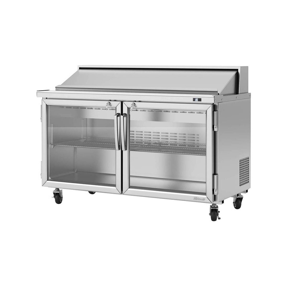 Turbo Air PST-60-G-N 60″ Two Section Sandwich / Salad Prep Table w/ 2 Glass D…