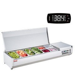 VEVOR Countertop Refrigerated Salad Pizza Prep Station 150 W Stainless Guard ETL