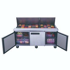NEW 3 Door 72″ Refrigerated Mega Top Salad Prep Table Dukers DSP72-30M-S3 #2204