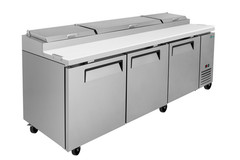 93″ Commercial Pizza Prep Table w/ 31Cu.Ft Built-in Refrigerator & Cold Storage