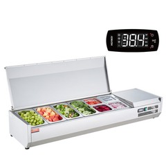 VEVOR Countertop Refrigerated Salad Pizza Prep Station 150 W Stainless Guard ETL