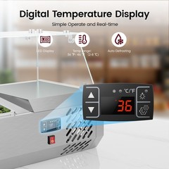40” Countertop Refrigerated Condiment Station Food with Auto Defrost Glass Lid