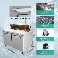48″ Sandwich Prep Table Commercial 12 Pan Salad Food Refrigerator ETL Certified