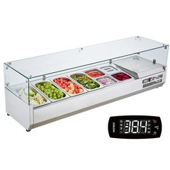VEVOR Countertop Refrigerated Salad Pizza Prep Station 150 W Glass Guard ETL