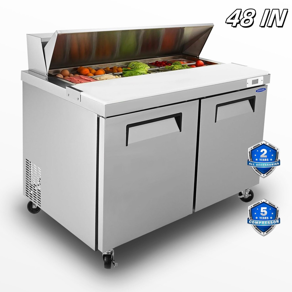 Commercial Refrigerator 48” Sandwich/Salad Prep Table 2 Doors for Kitchen ETL