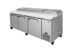 93″ Commercial Pizza Prep Table w/ 31Cu.Ft Built-in Refrigerator & Cold Storage