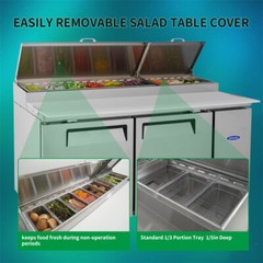 67″ Double Door Stainless Steel Commercial Refrigerated Salad Pizza Prep Table