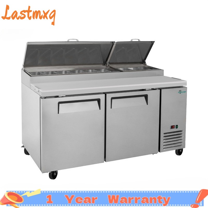 69″ Pizza Prep Table with Refrigerated Base NSF & ETL Removable Salad Bar Cover