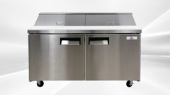 NEW 60″ Commercial Double Lid Refrigerator Prep Table Sandwich Pizza NSF ETL
