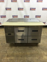 Randell PT-48-18W 48” 4 Drawer Sandwich Salad Prep Table With Casters