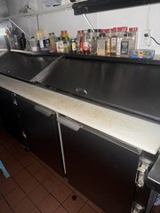 Commercial Refrigerated Prep Table, 4- Door Undercounter Cutting Top