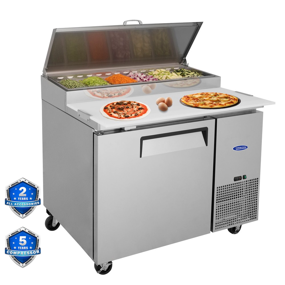 44″ Commercial Pizza Prep Table with a Built-in Refrigerator ETL Certified 11ft³