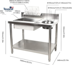 Fried Food Prep Table, 39″ X 25″ Commercial Fried Chicken Breading Table, Heavy
