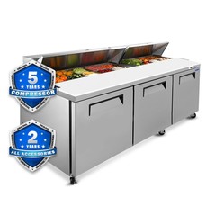 Sandwich Prep 72″ Table Salad Refrigerator Prep for Kitchen Bars 3 Doors 18 Pans