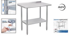36×24 Inch Stainless Steel Prep Table – NSF Certified Work Table with Undershelf