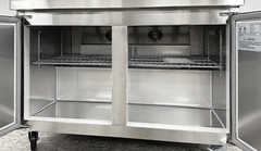 NSF 48″ Two Door Sandwich Salad Prep Table 16 Pan Pizza Food Trailer Cooler 115V