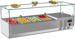 48” Stainless Steel Sandwich Prep Table Glass Cover Refrigerated Counter