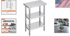 Polished Stainless Steel Work Table, 14×24 Inch – Ideal for All Cooking Tasks