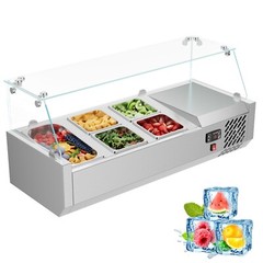 40 Inch Refrigerated Condiment Prep Station 130W with 1*1/3 Pan & 4*1/6 Pans ETL