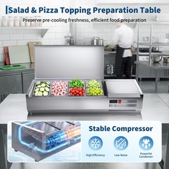 45″ Commercial Refrigerated Condiment Prep Station 135W R290 304SS ETL 35-46°F