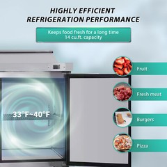 48″ Commercial Sandwich & Salad Prep Table Refrigerator 14Cu.Ft R290 Refrigerant