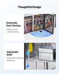 VEVOR 72″ Mega Top Commercial Refrigerated Sandwich Prep Station 3 Door w/30 Pan