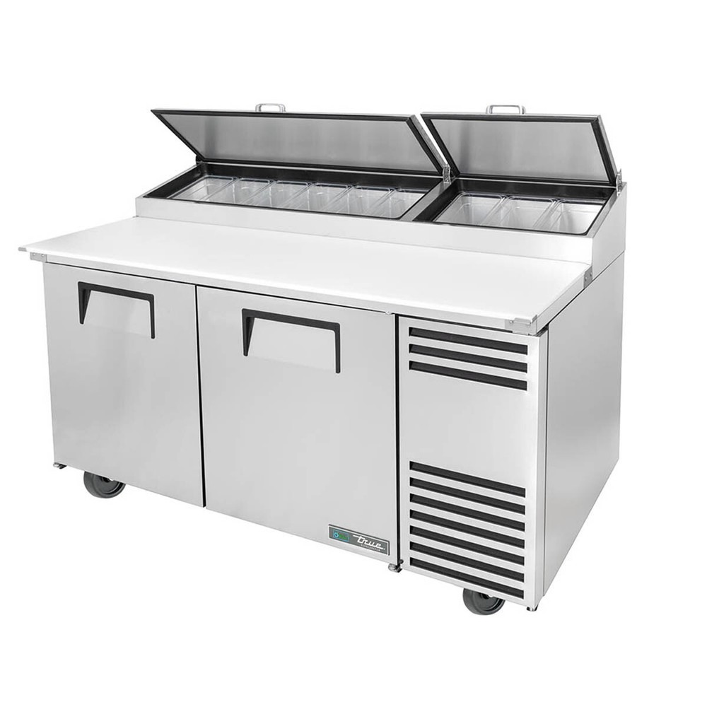 True TPP-AT-67-HC 67″ Two Solid Door Refrigerated Pizza Prep Table with Alter…
