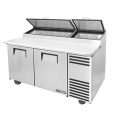 True TPP-AT-67-HC 67″ Two Solid Door Refrigerated Pizza Prep Table with Alter…